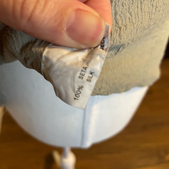 100% Silk Halter Tie Up Low Back Flowers Made in Italy Small Medium Grey Green - Picture 8 of 9